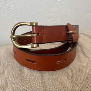 Madewell Backcountry 1” brown leather modern belt XS gold brass buckle